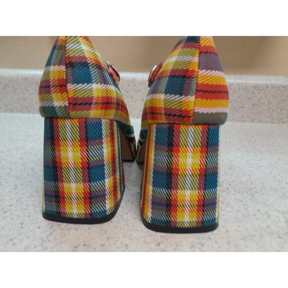 Madden Womens Chunky Heel Y2K Plaid Preppy Strap Size 6.5 Shoes - Picture 6 of 11